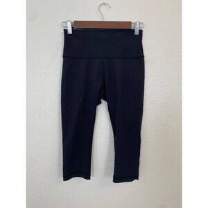Lululemon Wunder Under Crop Leggings Women Size 6 Black Excellent High Rise 17in